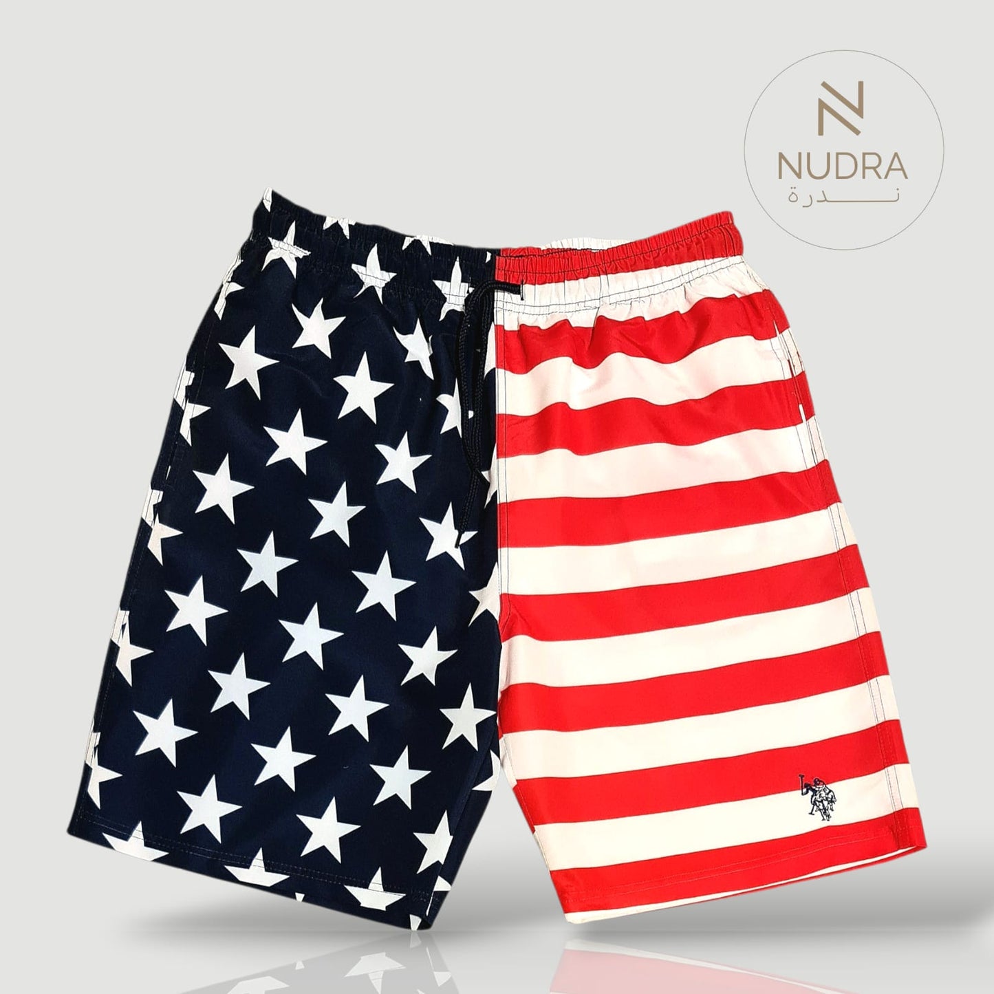 USA Flag Print Beach Swim Shorts