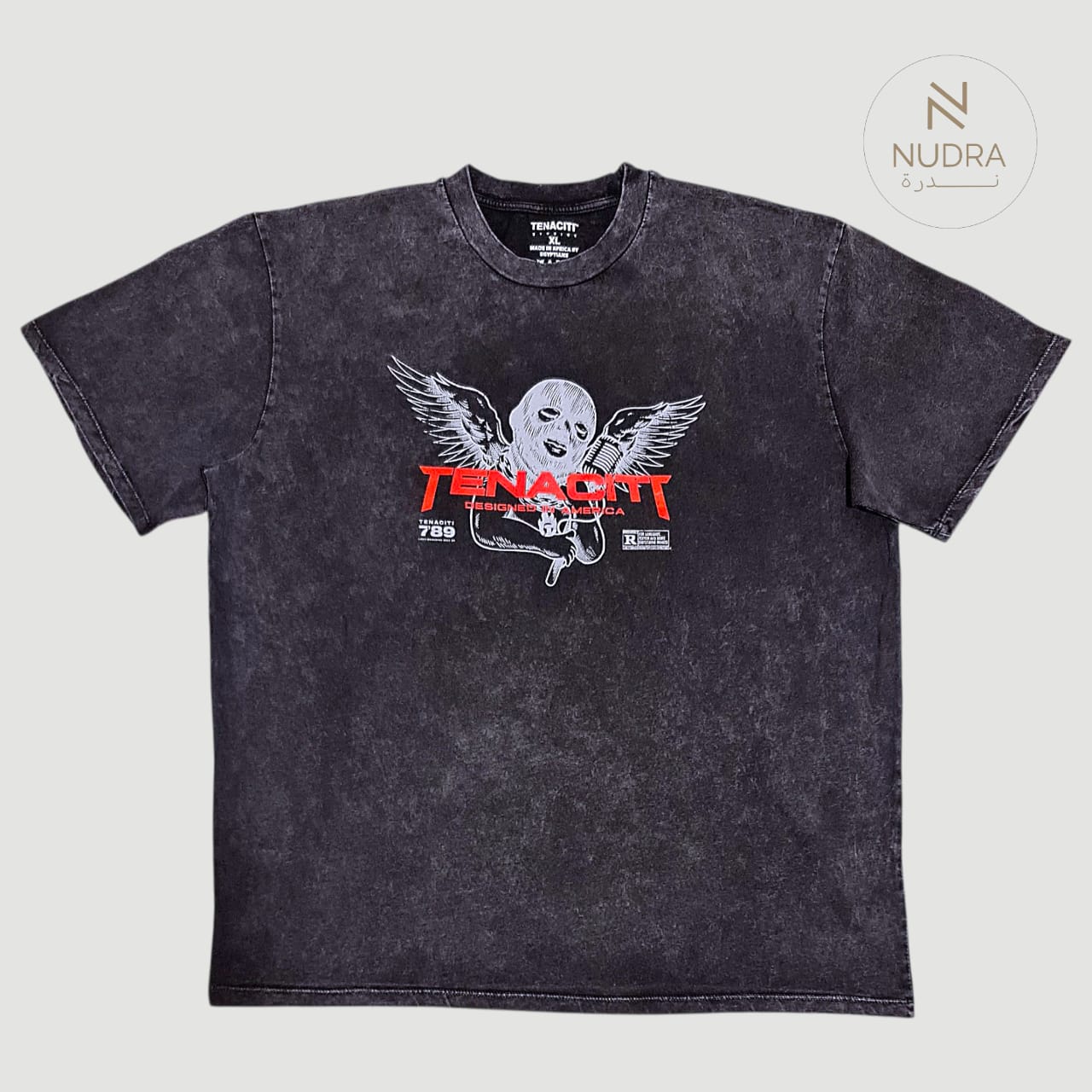 Tenaciti "Winged Reaper" Acid-Wash Graphic Tee