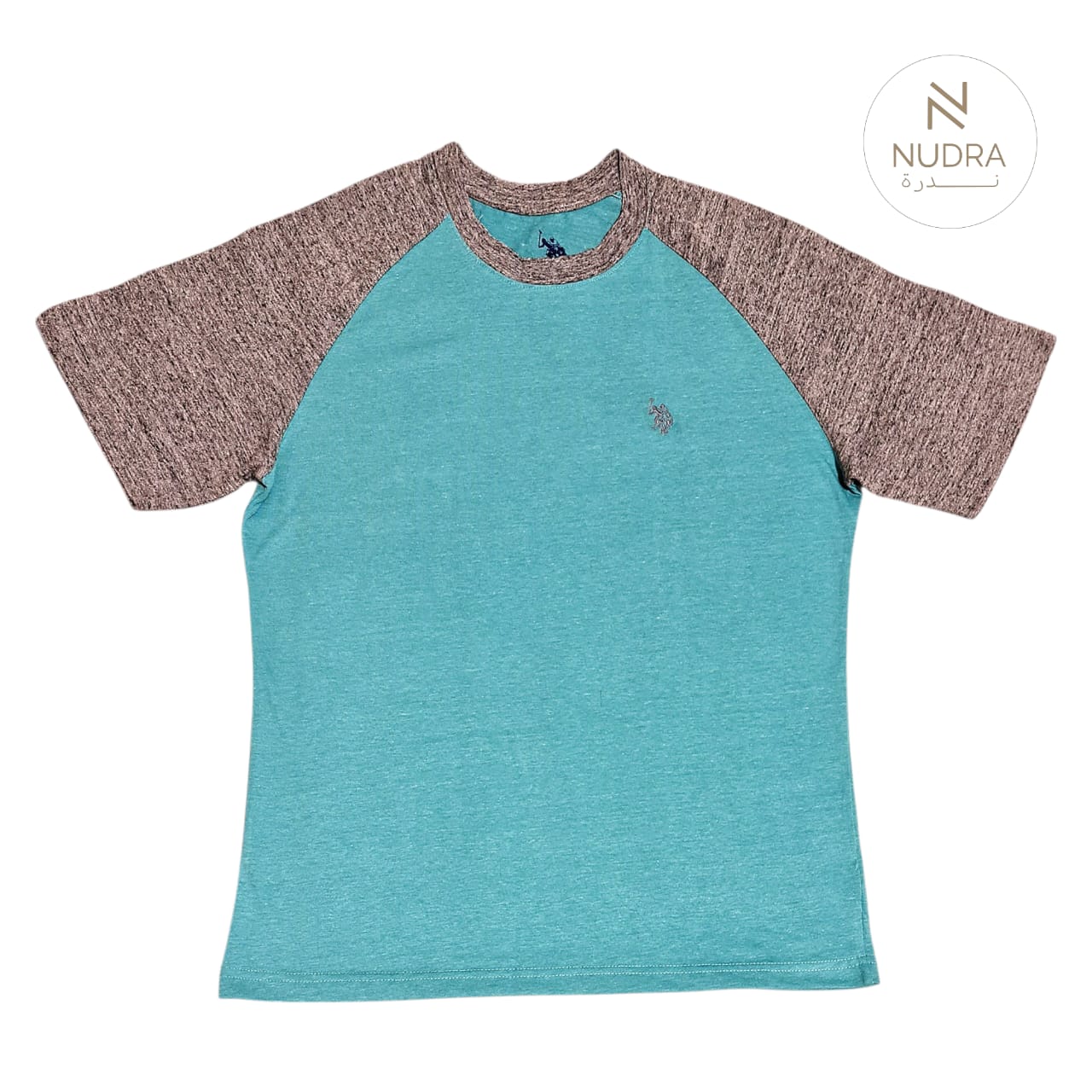 Men's Teal Raglan T-Shirt with Grey Sleeves