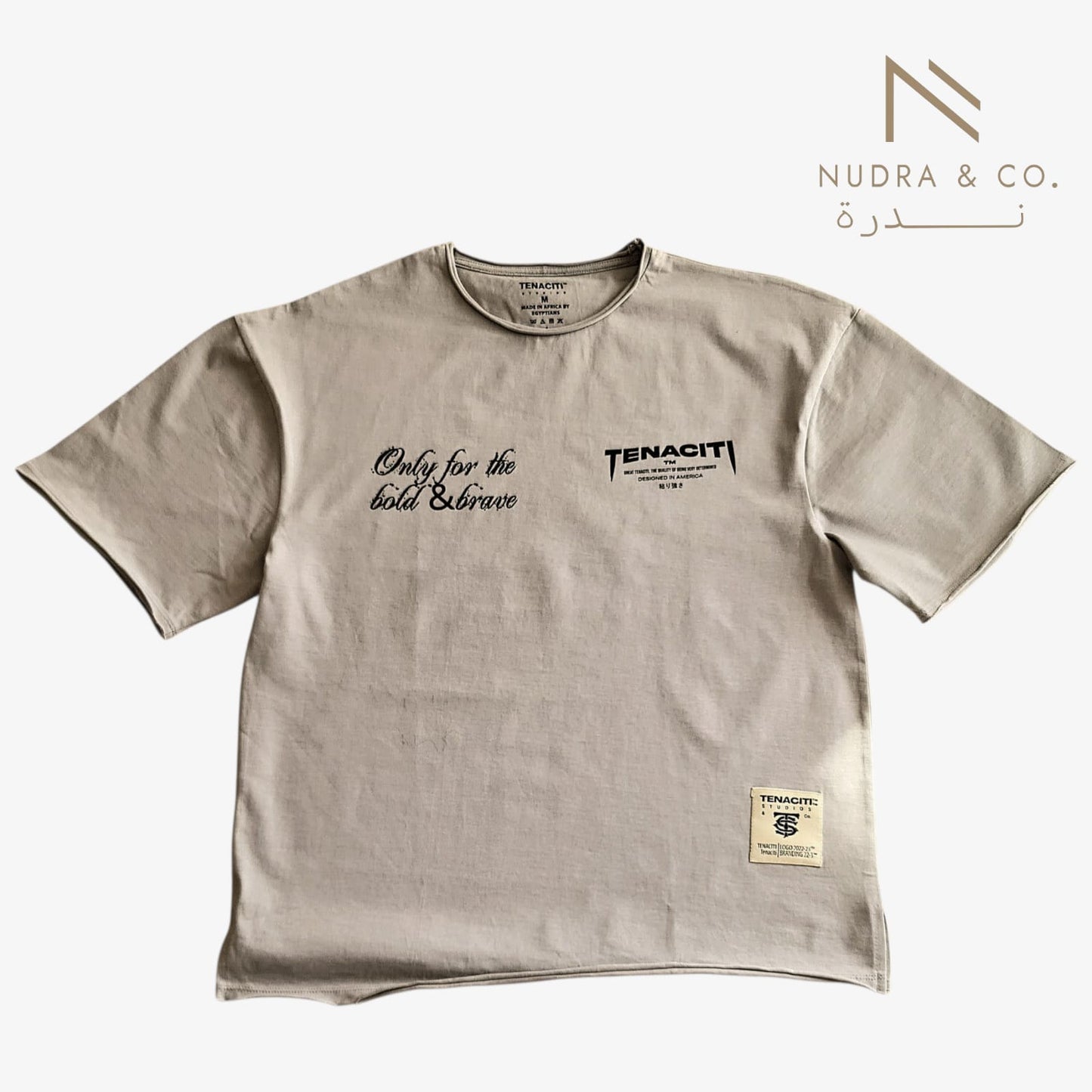 Tenacity Oversized Graphic T-Shirt- Sand
