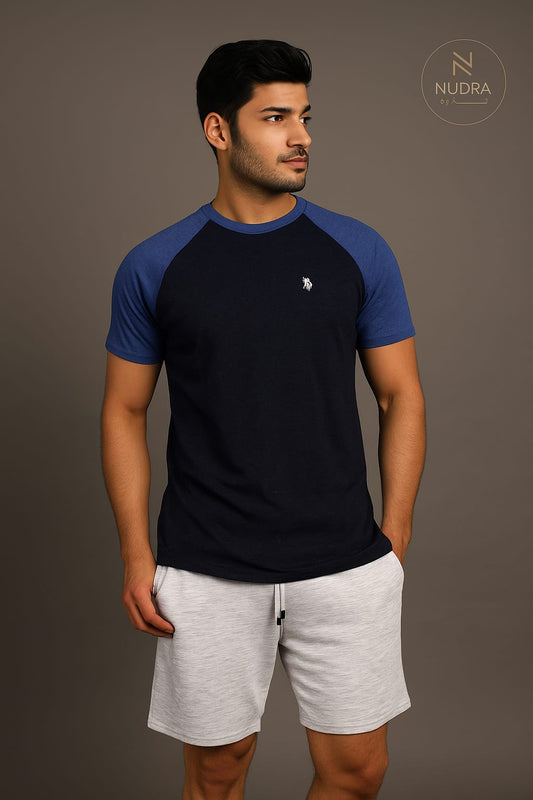 Two-Tone Navy & Blue Raglan Tee