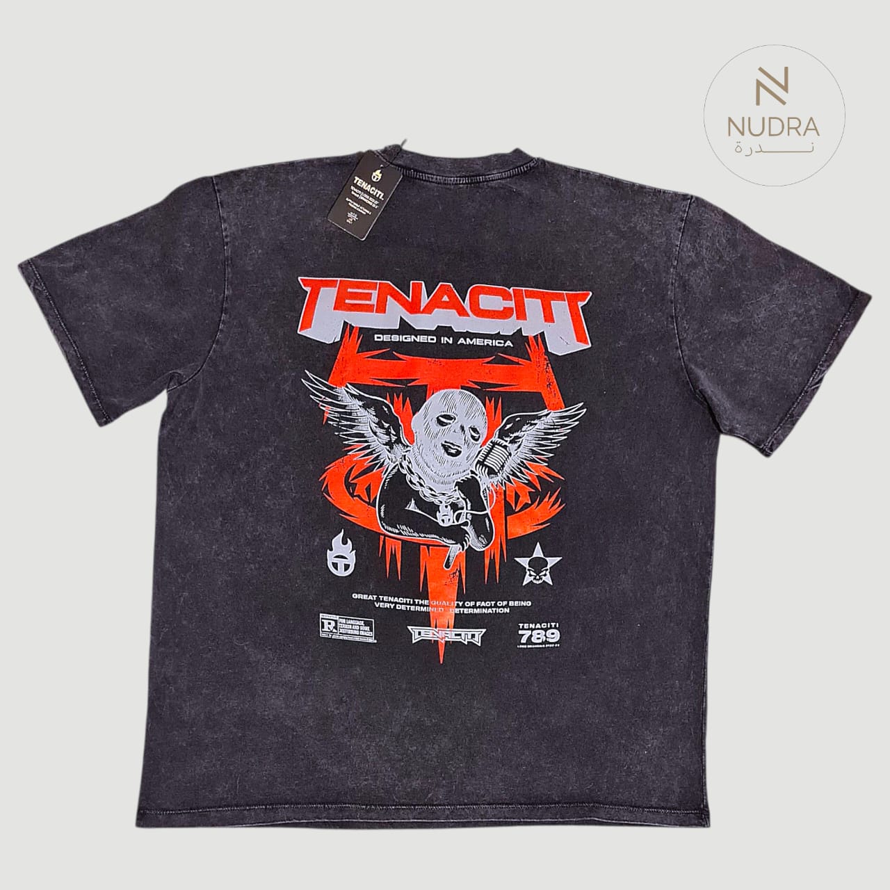 Tenaciti "Winged Reaper" Acid-Wash Graphic Tee