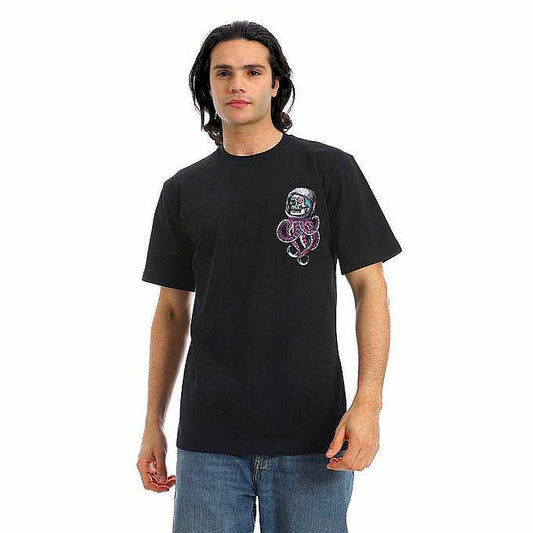 Men's Black Astronaut Octopus Graphic T-Shirt