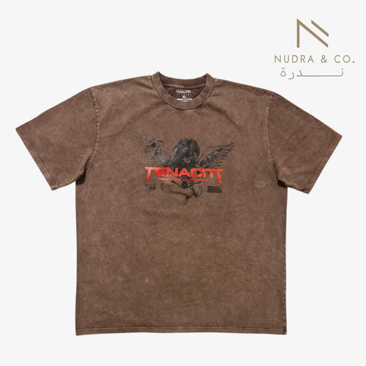 Men's Washed Brown Graphic T-Shirt - Tenacity Print